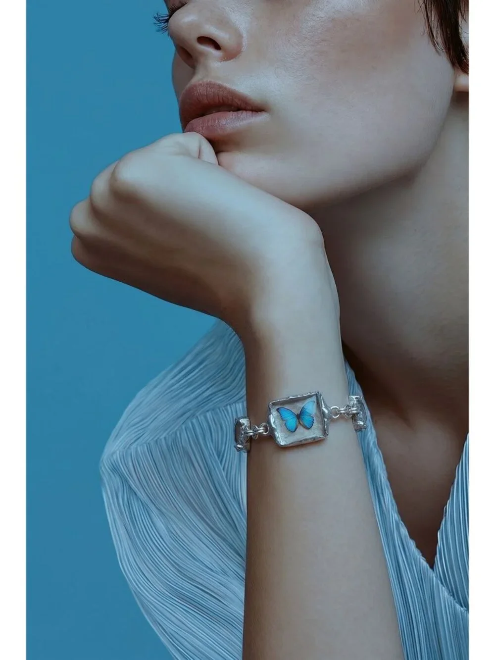 Anchor Hocking Crystal Glass Butterfly Bracelet | Decoupage Vintage Sticker